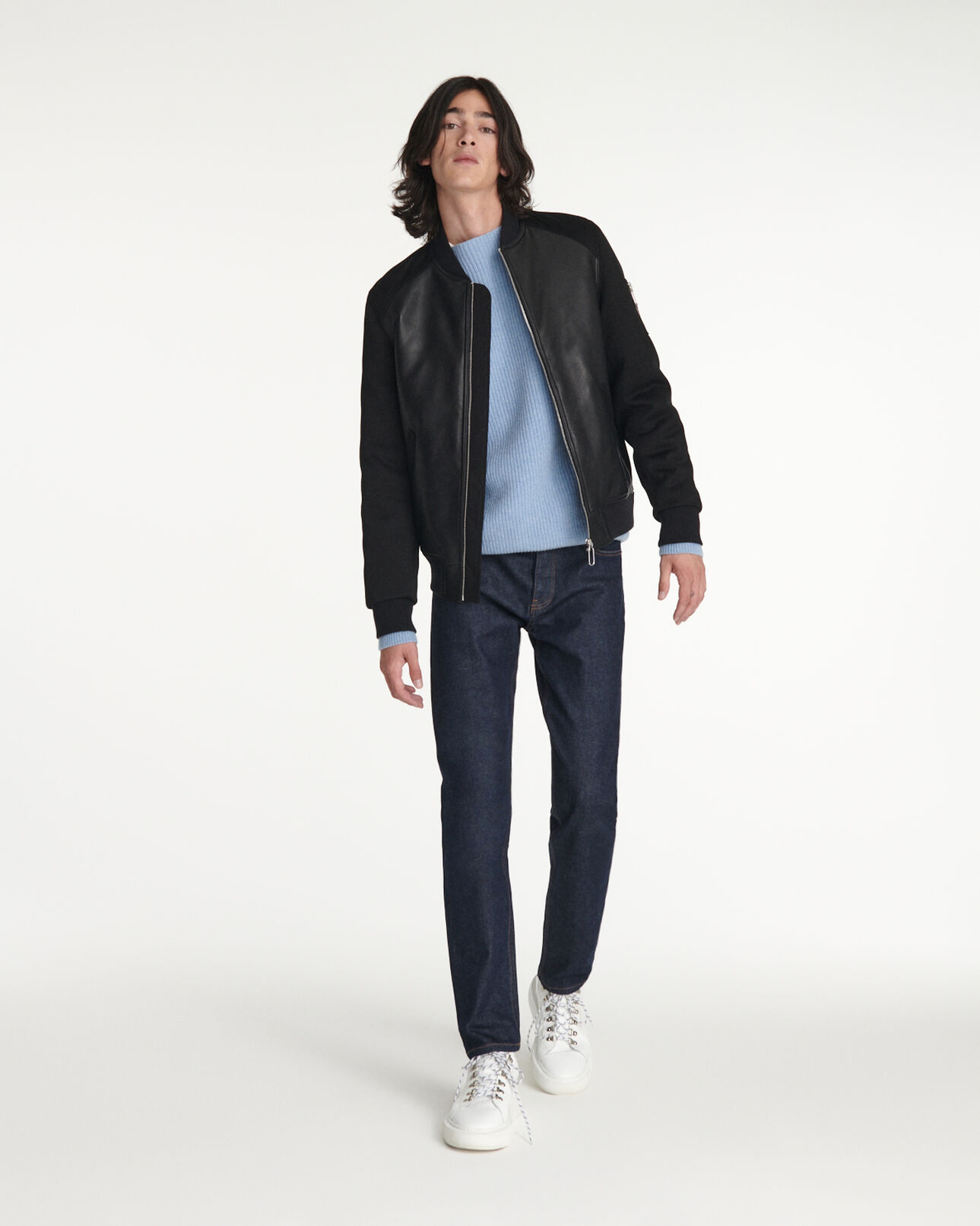 The Kooples HOMBRE BLACK chaqueta bomber piel negra bolsillo