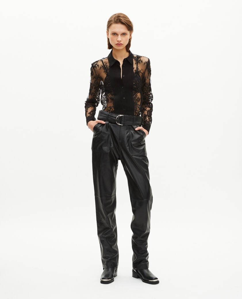 The Kooples F BLACK straight-leg leather pants