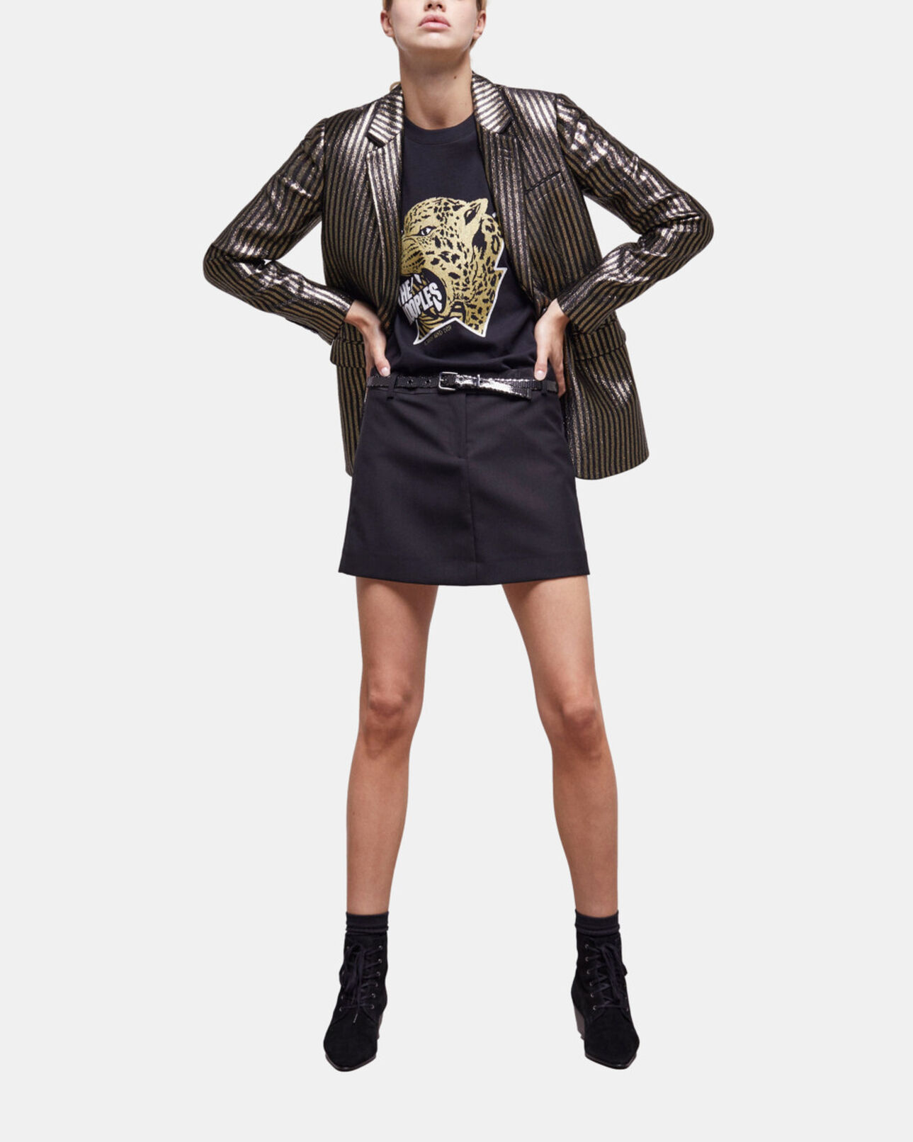 The Kooples MUJER BLACK / GOLD chaqueta rayas dorada