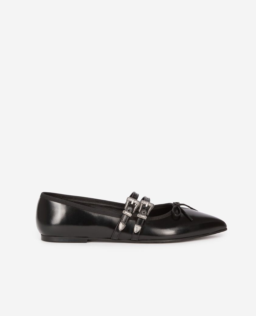 The Kooples FEMME BLACK ballerines plates en cuir noir