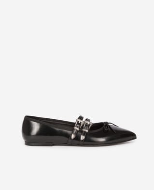 The Kooples DAMEN BLACK flache ballerinas aus schwarzem leder