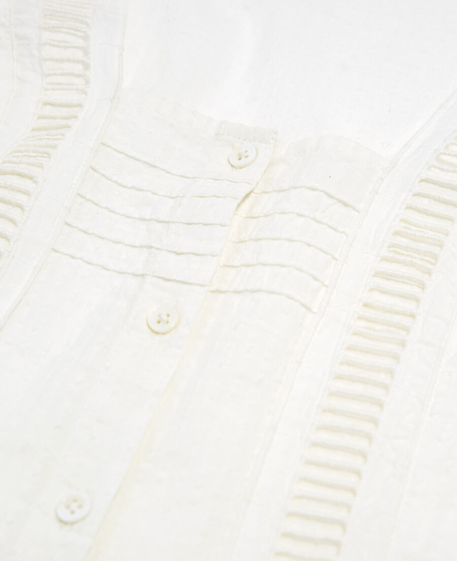 top manga larga blanco crudo algodón bordado