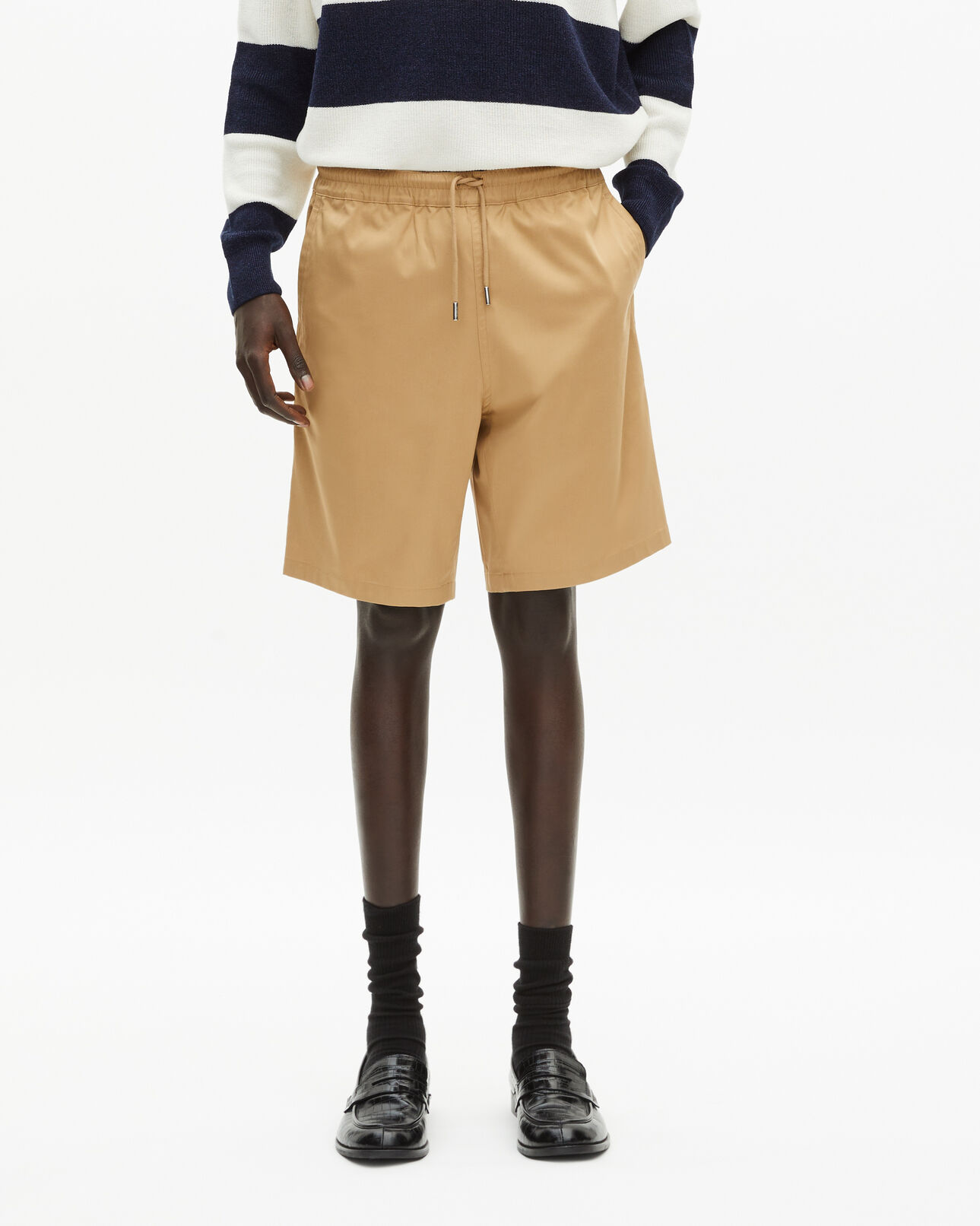 The Kooples MEN BEIGE beige elasticated waist shorts