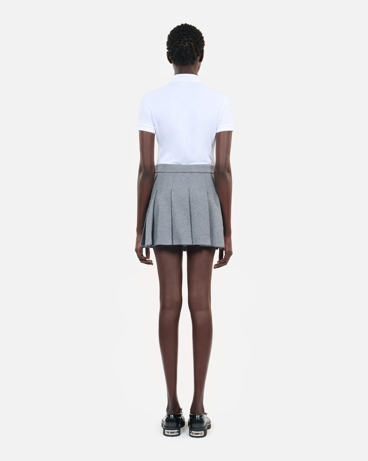 The Kooples FEMME GREY MELANGE jupe courte plissée grise