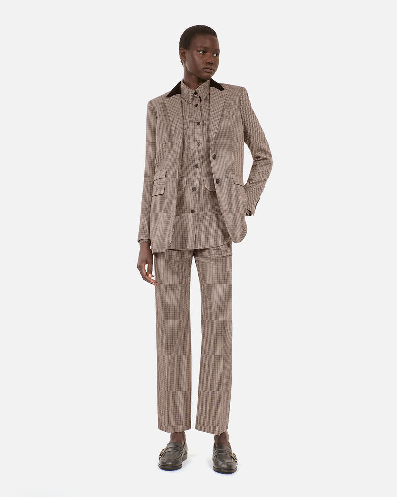 The Kooples DAMEN BEIGE-BROWN beige anzugjacke mit hahnentrittmuster