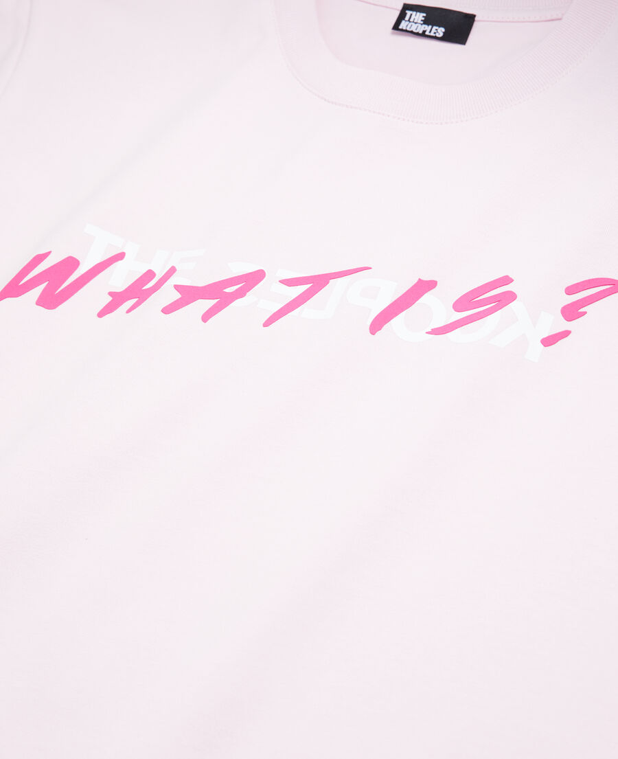 rosa t-shirt damen mit „what is“-schriftzug