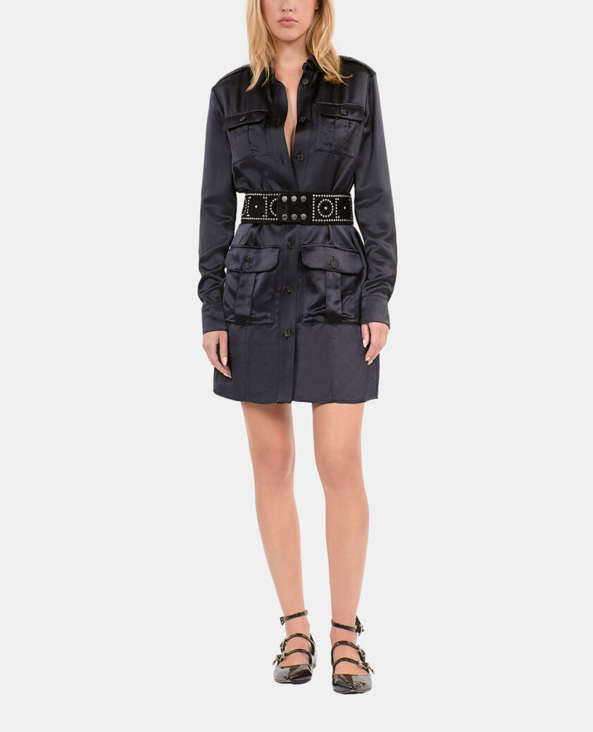 The Kooples WOMEN NAVY short navy blue safari dress