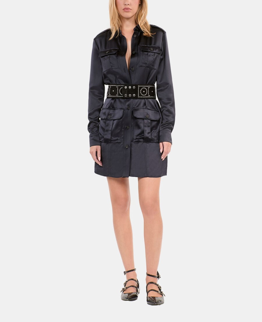 The Kooples WOMEN NAVY short navy blue safari dress