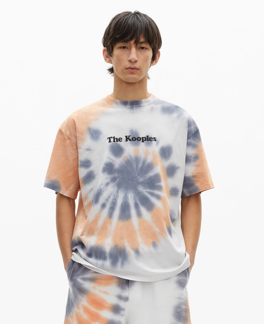 The Kooples MEN NEW LIGHT BLUE blue tie and dye t-shirt