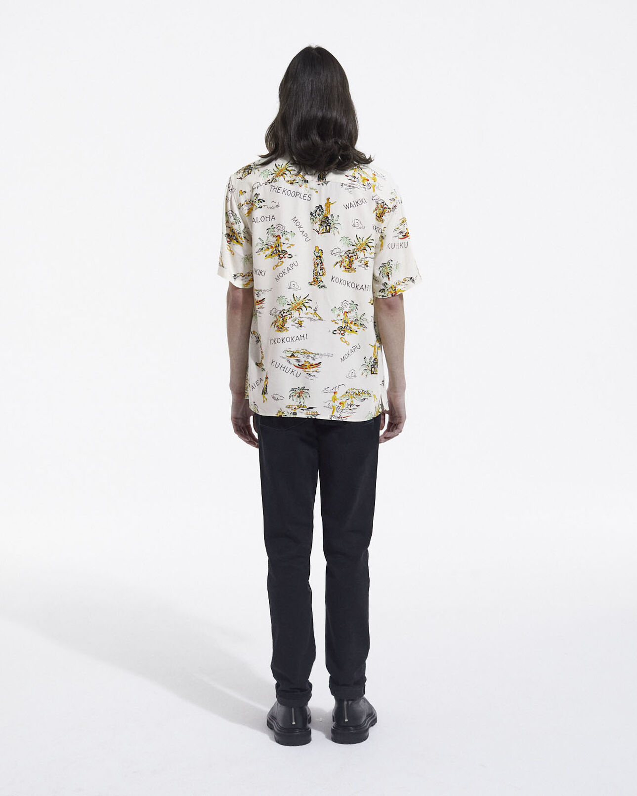 The Kooples MEN ECRU BLACK men’s ecru shirt with floral print