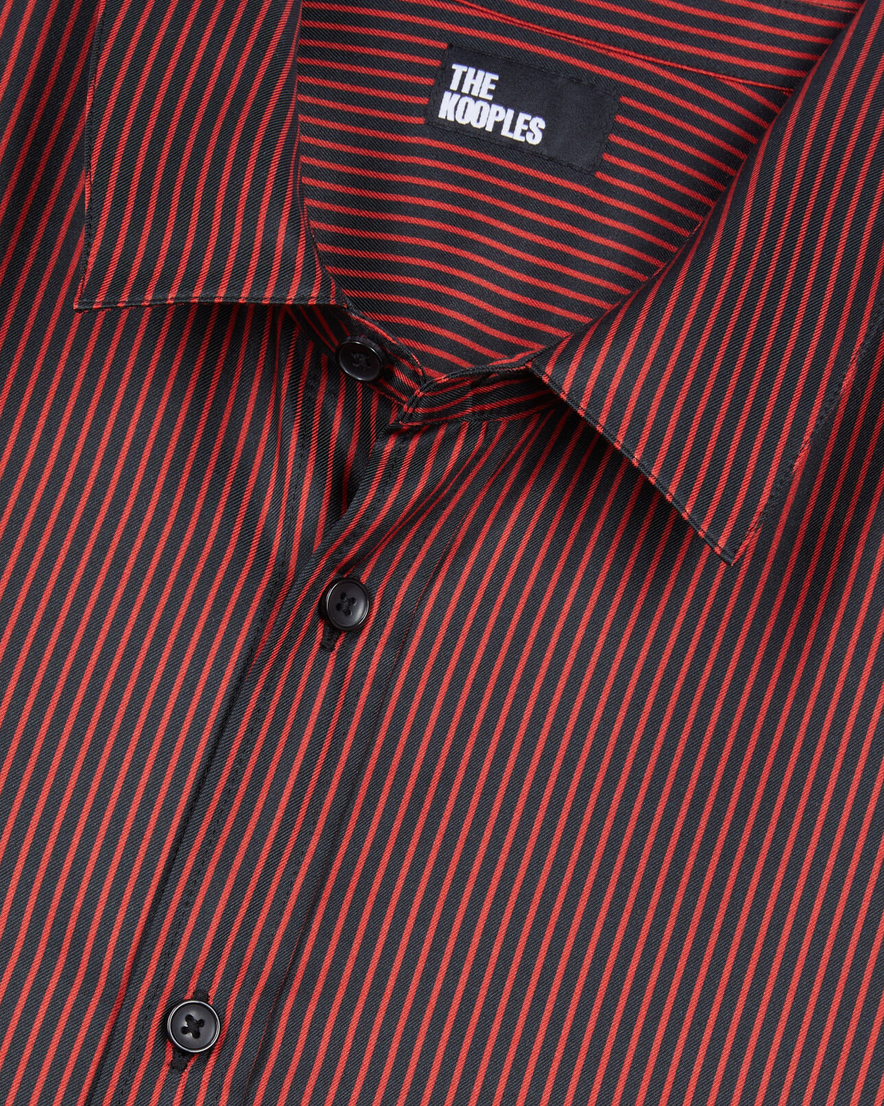The Kooples HOMME BLACK - RED chemise à rayures noires et rouges
