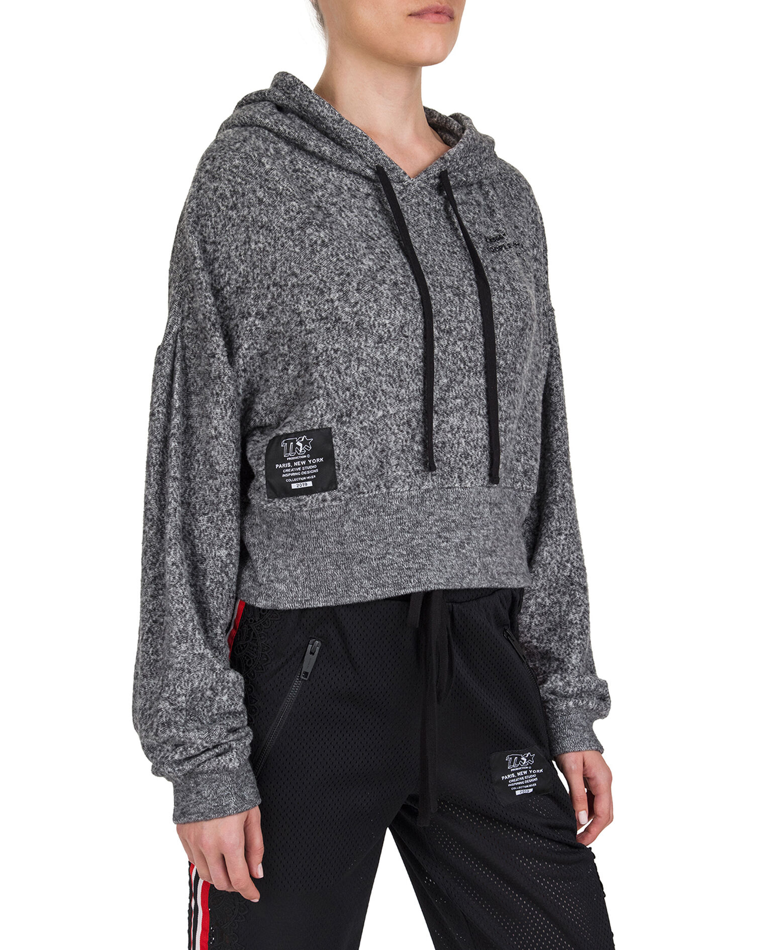 Sweatshirt gris à capuche, GREY MELANGE, hi-res image number null