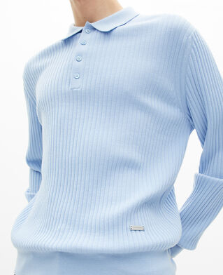 The Kooples HERREN LIGHT BLUE pullover mit polokragen aus blauer merinowolle