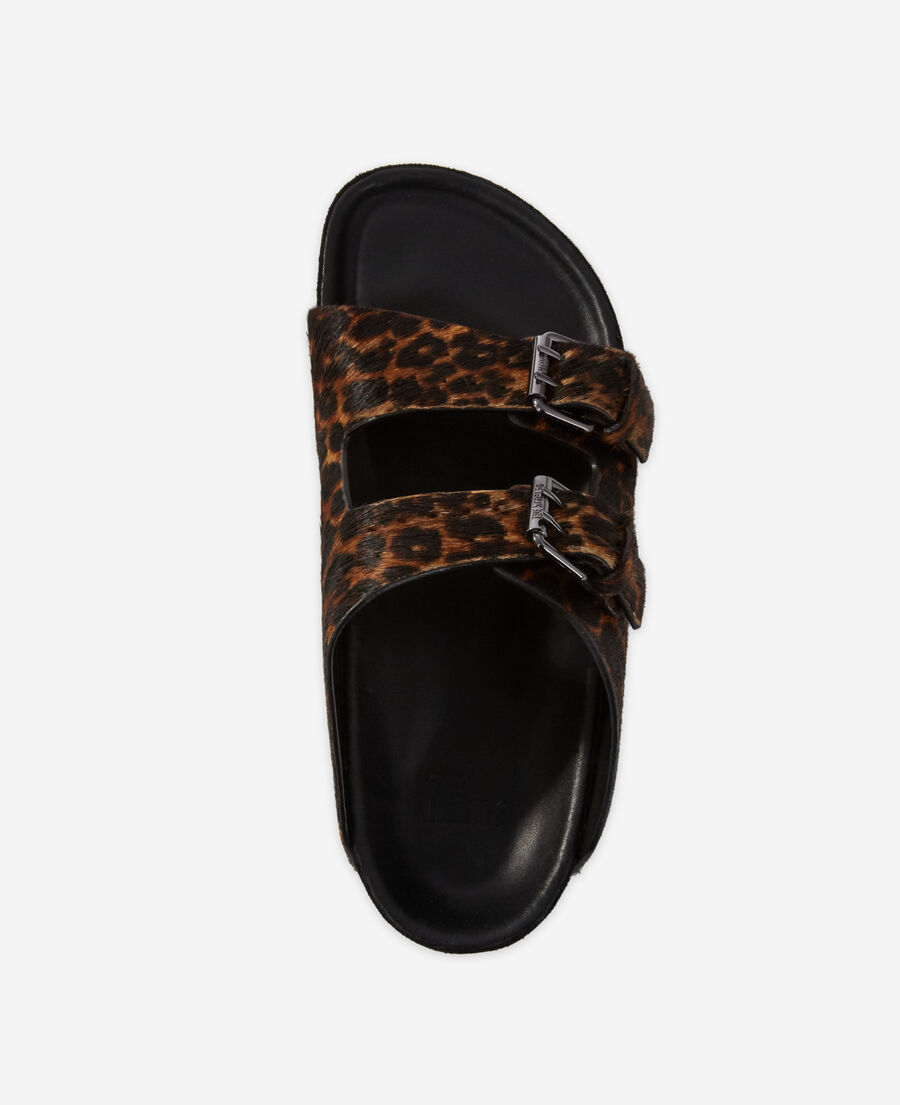 sandalen aus leder mit leopardenmotiv