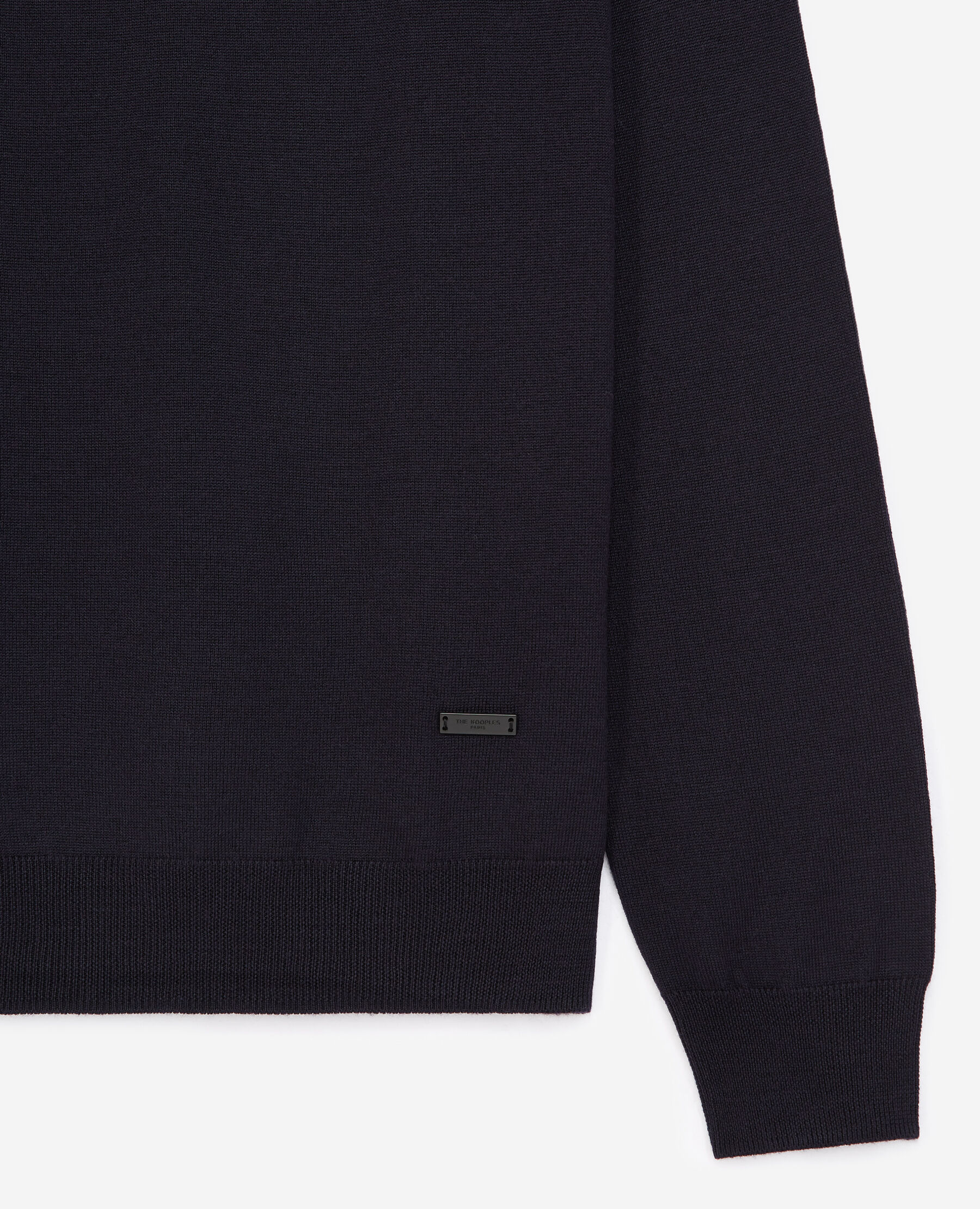 Navy blue wool sweater in wool with leather The Kooples