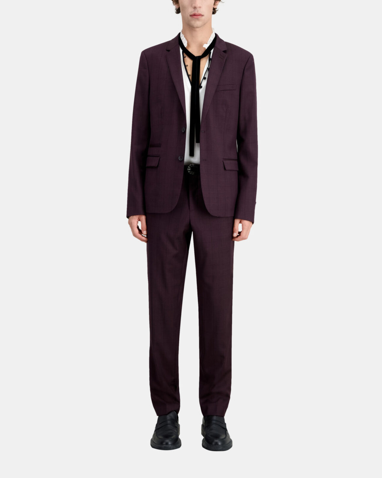 The Kooples HERREN BORDEAUX karierte bordeauxrote anzugjacke aus wolle