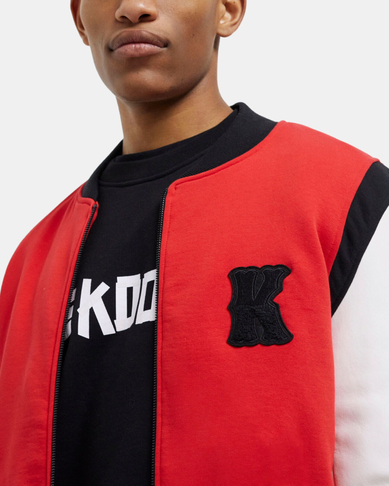 The Kooples MEN RED / WHITE embroidered leather jacket