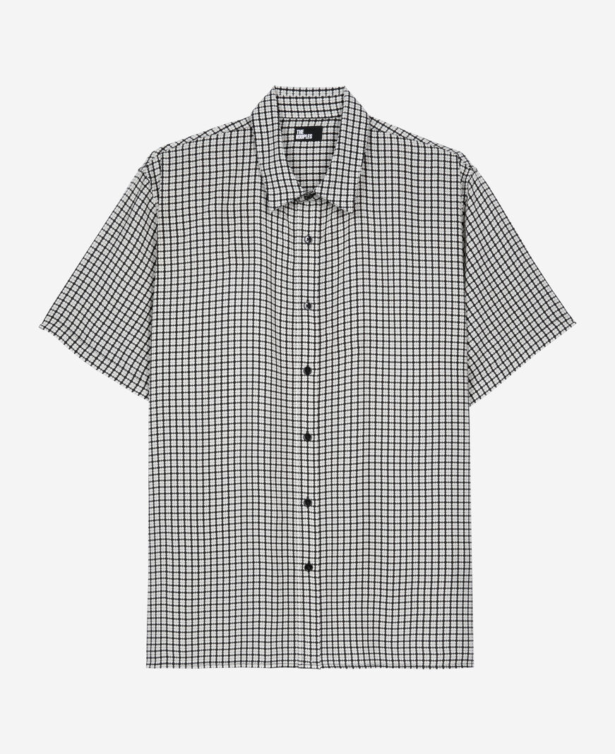 The Kooples HERREN BLACK WHITE kurzarmshirt mit blumenprint