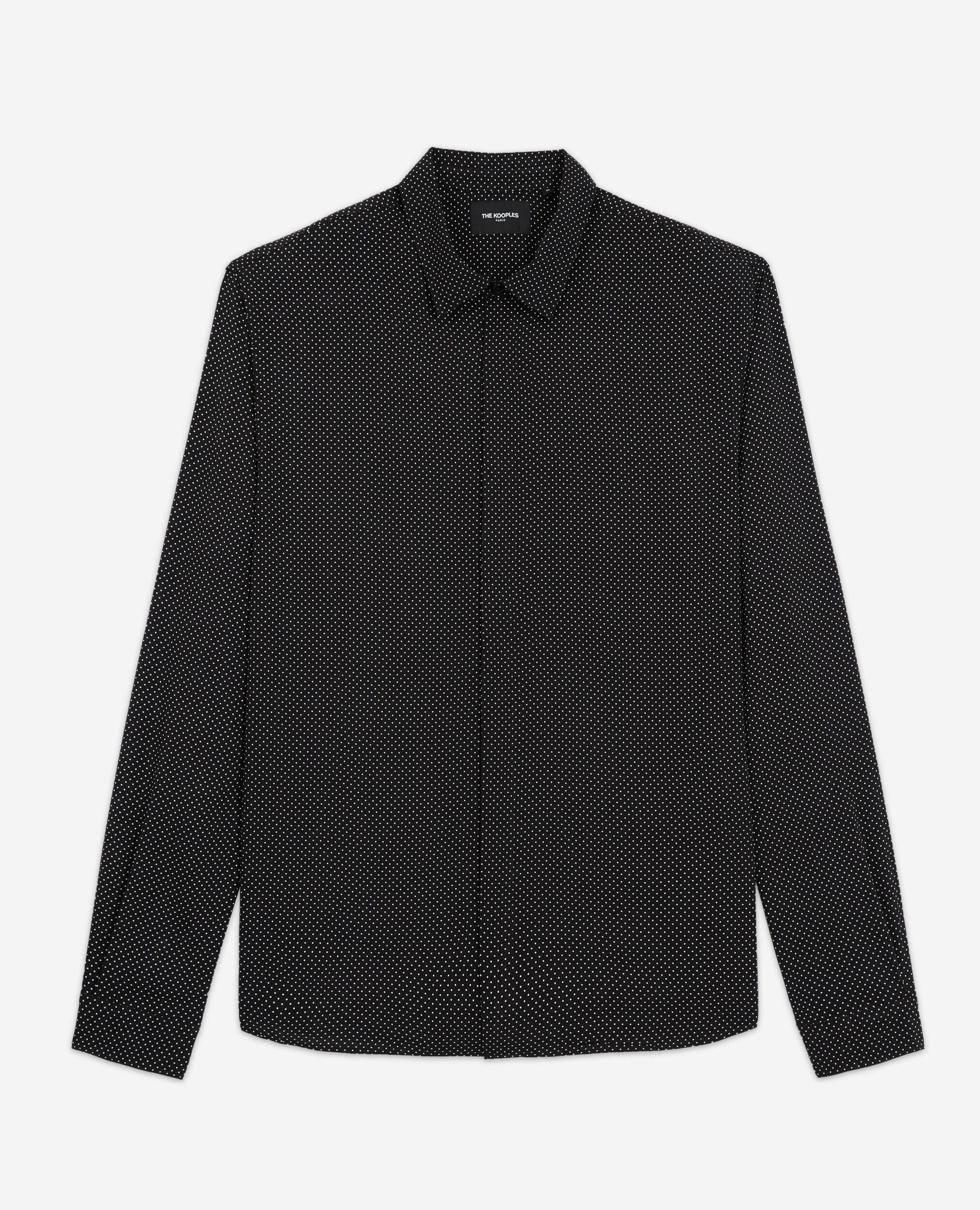 Schwarzes Herrenhemd mit Punkte-Motiv, BLACK WHITE, hi-res image number null