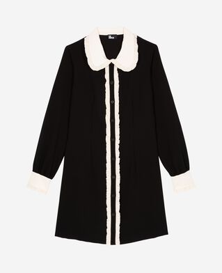 The Kooples FEMME BLACK robe courte col contrast&eacute; noire