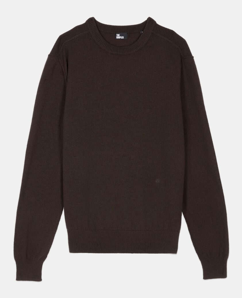 The Kooples MEN DARK BROWN brown wool sweater