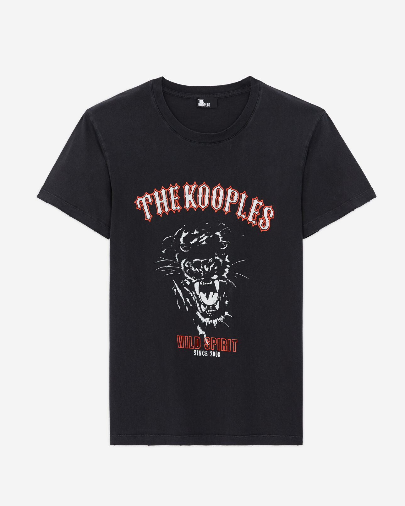 The Kooples F BLACK WASHED women's black screen print t-shirt