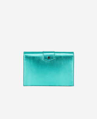 The Kooples F GREEN medium emily clutch bag in green leather