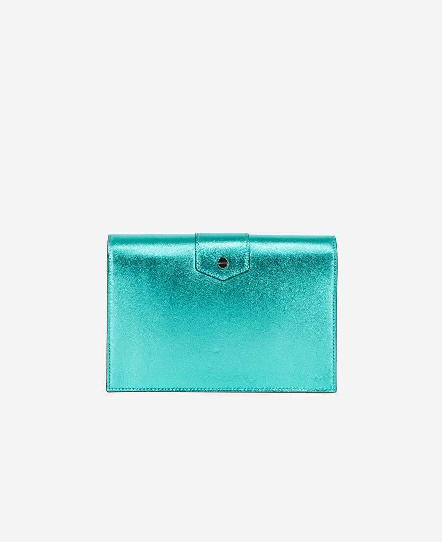medium emily clutch bag in green leather