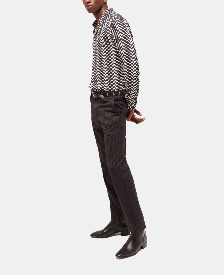 The Kooples HERREN BLACK WHITE hemd mit klassischem kragen und print