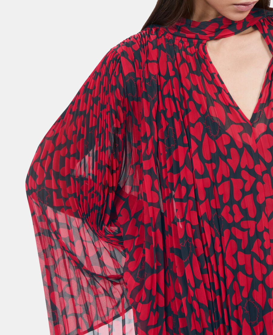 The Kooples F BLACK - RED heart print pleated top