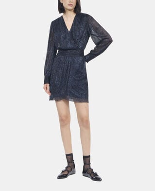 The Kooples FEMME DARK NAVY robe courte en jersey métallisé bleu marine