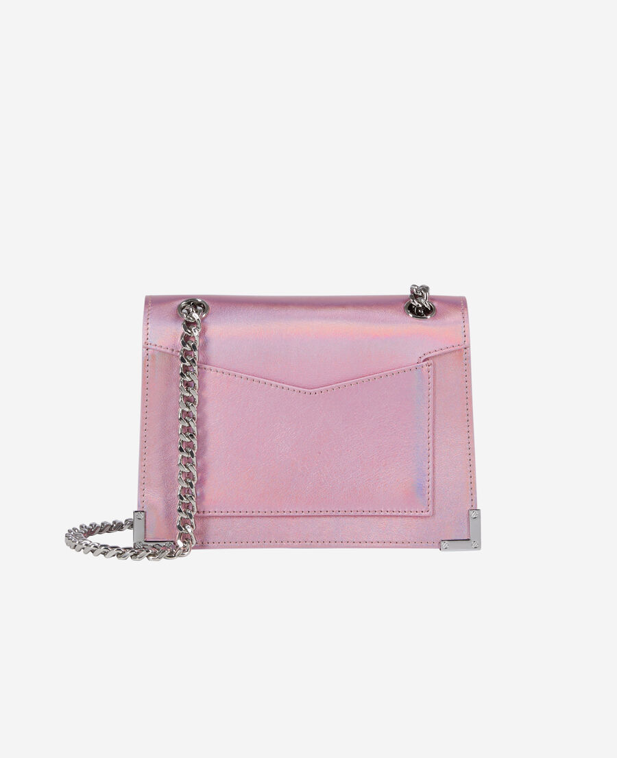 emily chain bag in pink iridescent leather