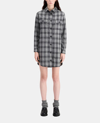The Kooples WOMEN GREY BLACK short grey checkered shirt dress