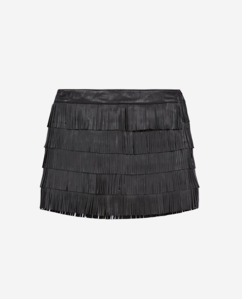 The Kooples F BLACK short black leather skirt