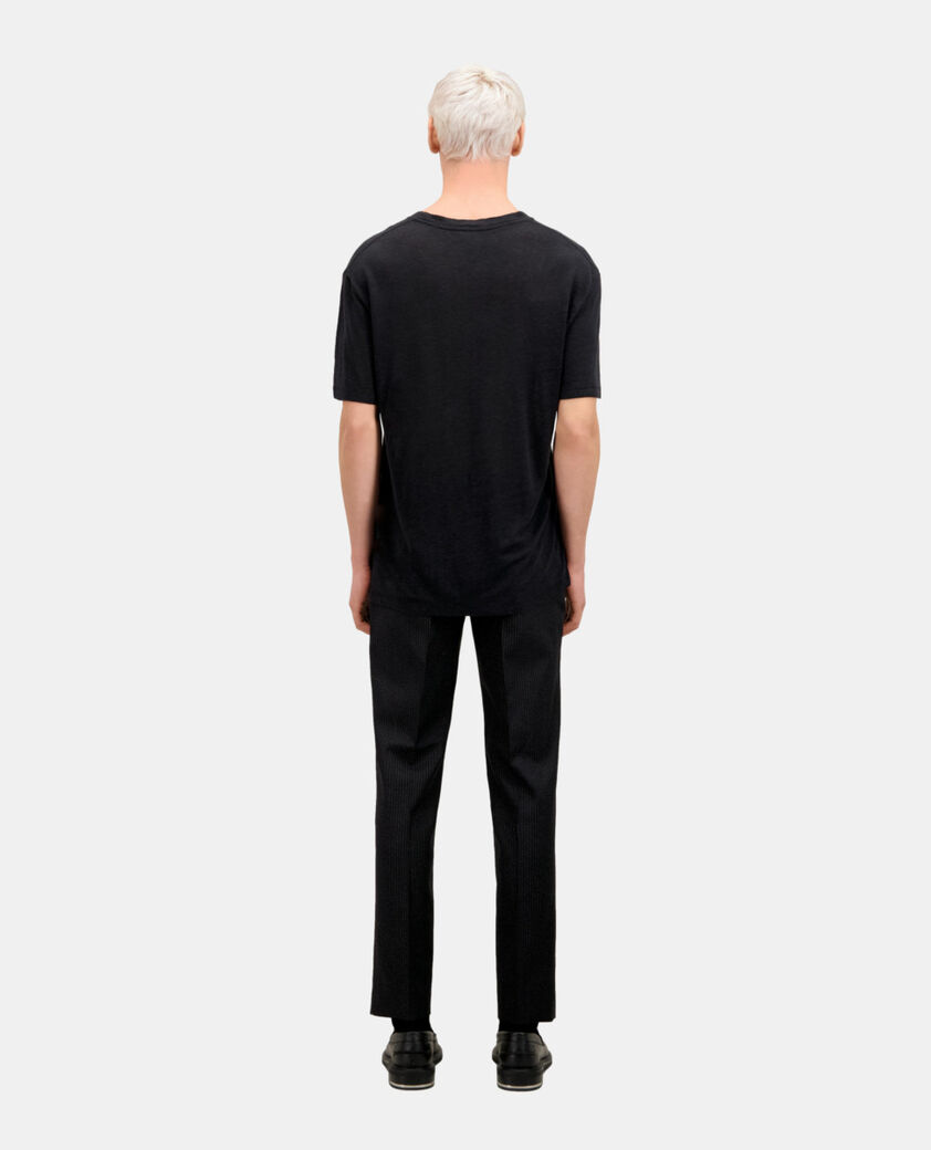 The Kooples HOMME BLACK t-shirt homme noir en lin avec blason