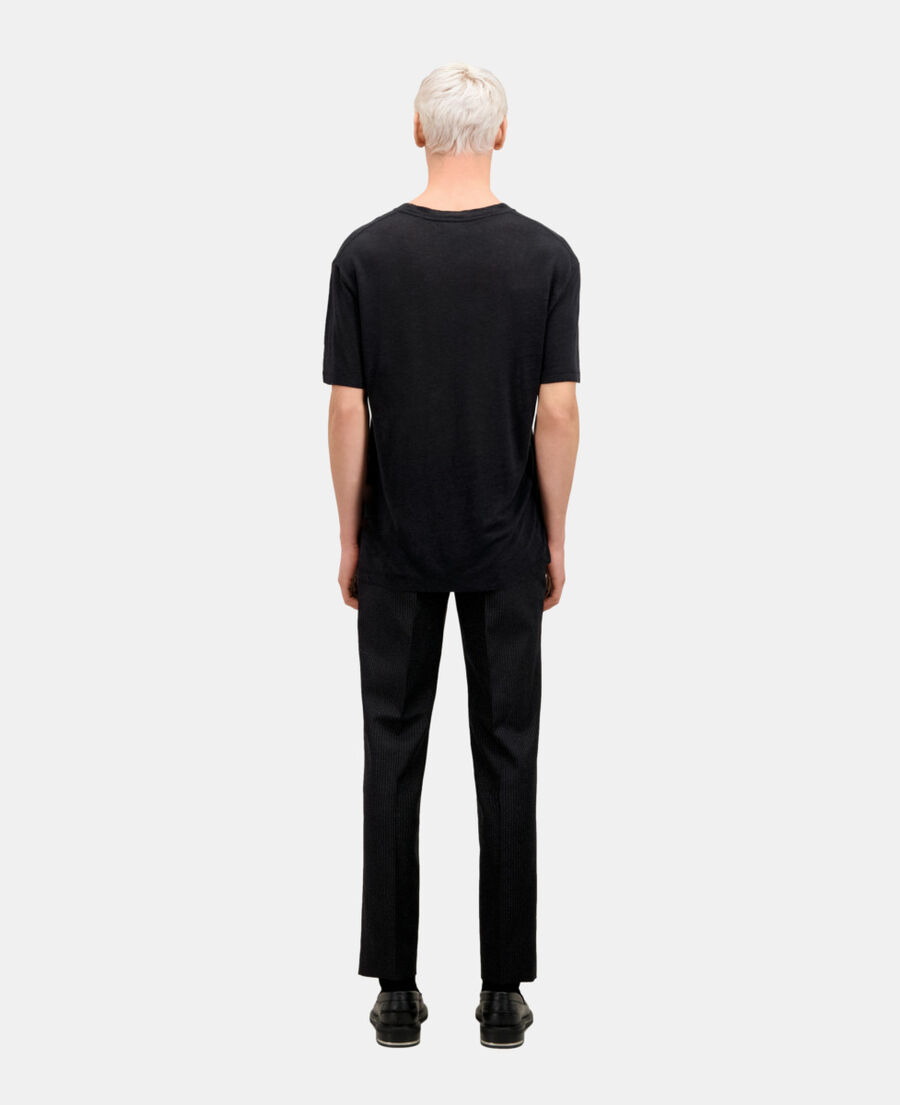 The Kooples HOMME BLACK t-shirt homme noir en lin avec blason