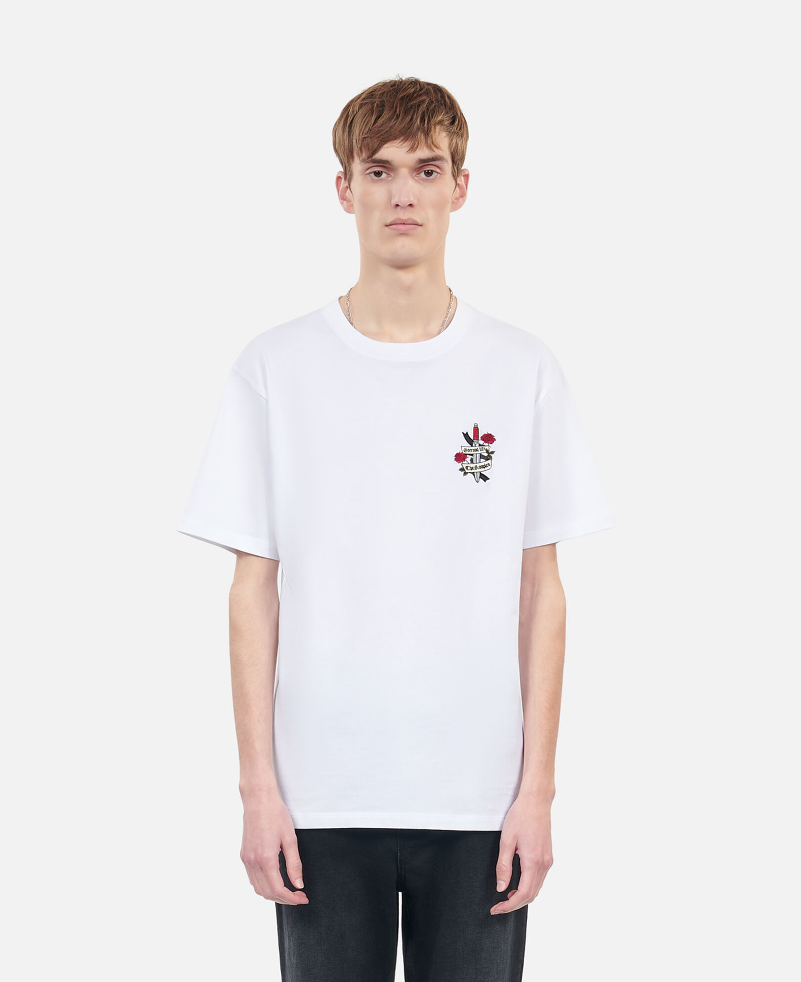 The Kooples MEN WHITE white t-shirt with eternal life embroidery