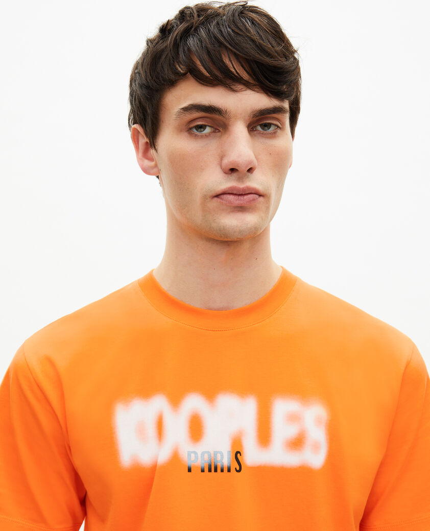 The Kooples MEN ORANGE t-shirt with orange logo screen print