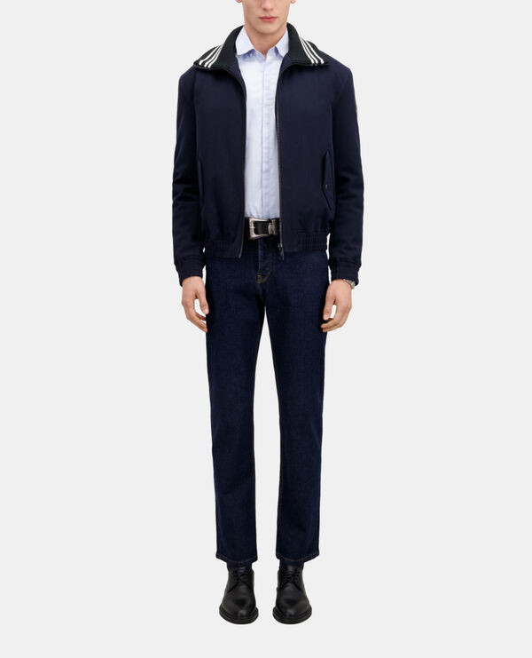 black jacket with stand-up collar