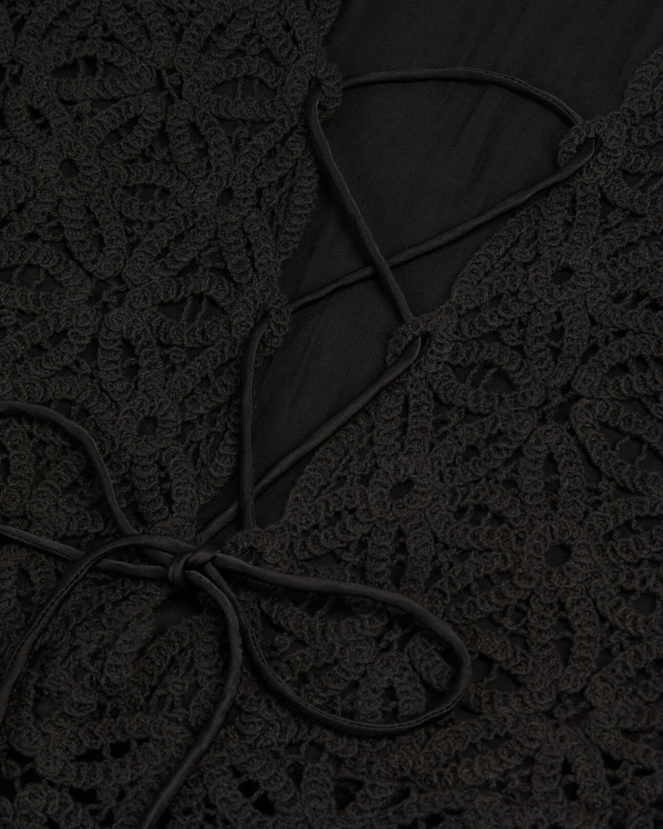 The Kooples MUJER BLACK vestido largo negro guipur
