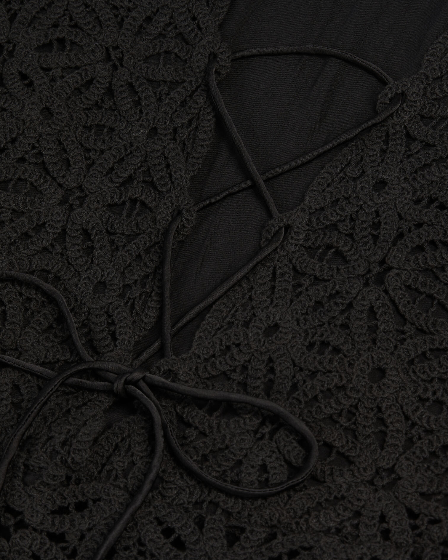 Vestido largo negro guipur, BLACK, hi-res image number null