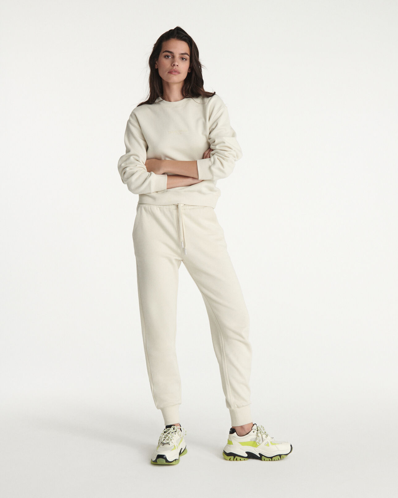 The Kooples MUJER ECRU sudadera blanco crudo algodón the kooples