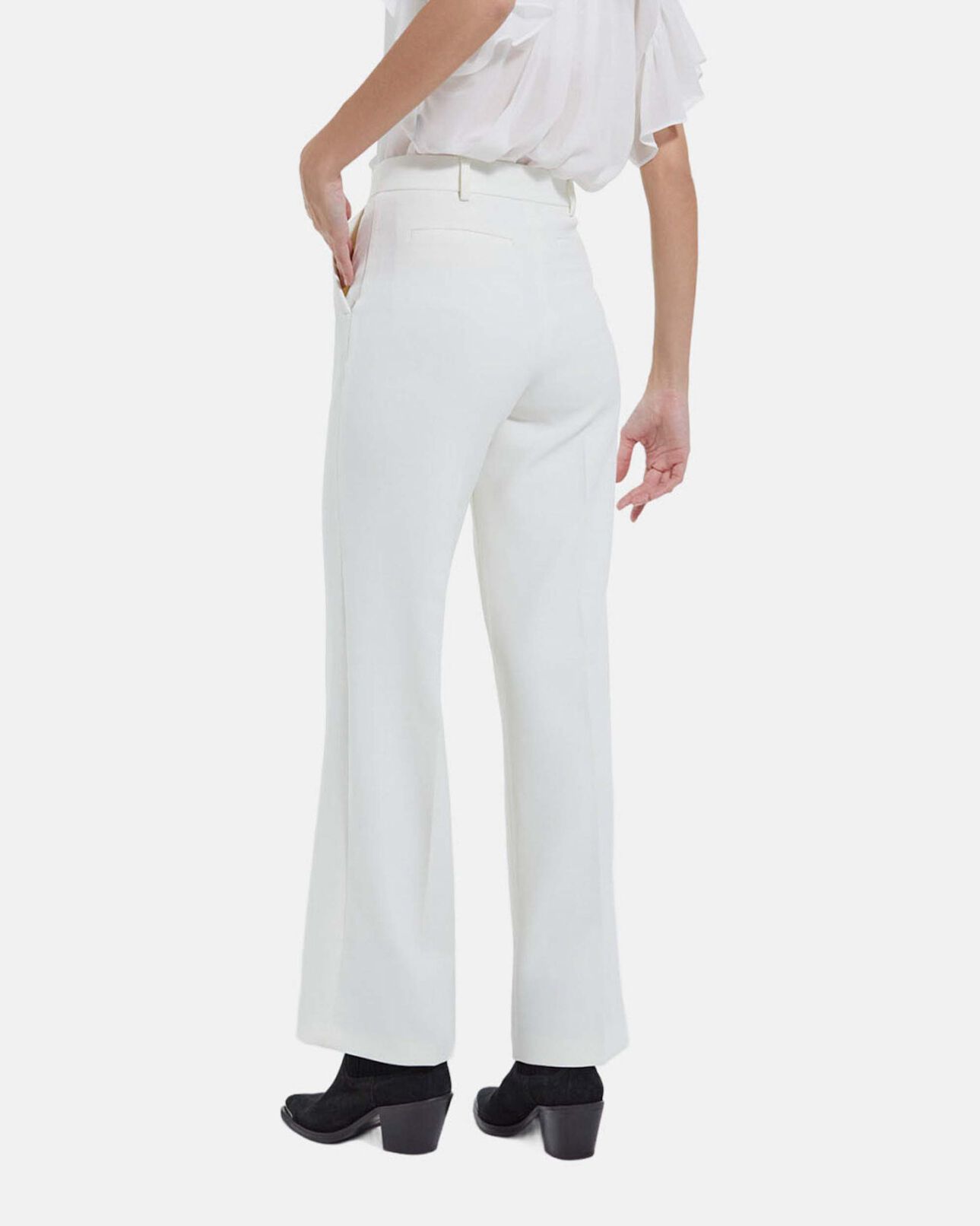 The Kooples WOMEN ECRU straight ecru pants in crepe fabric