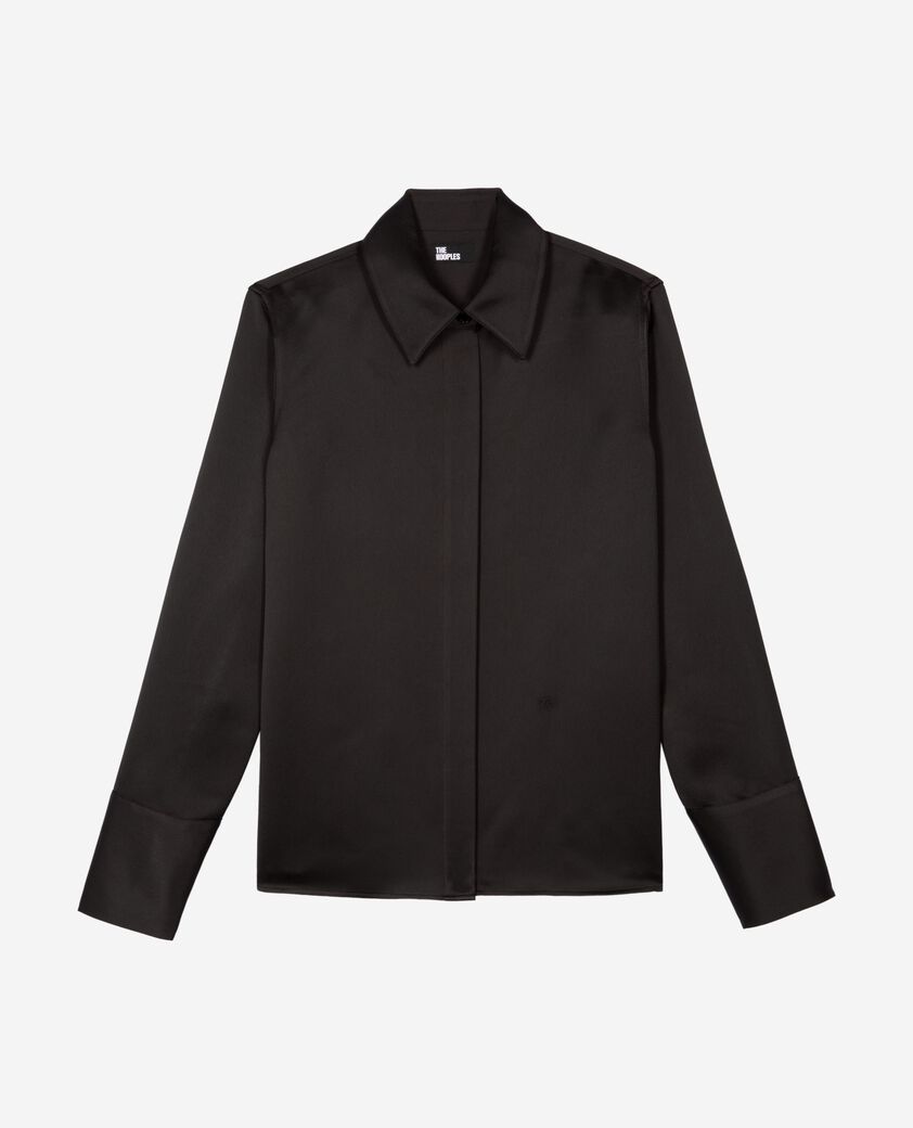 The Kooples WOMEN BLACK black satin shirt