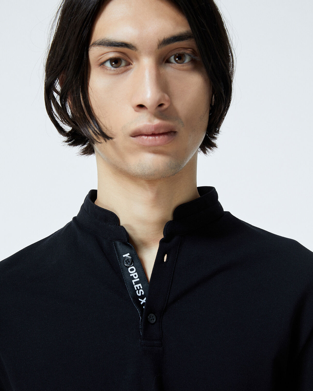 The Kooples HOMME BLACK polo noir à col officier et logo