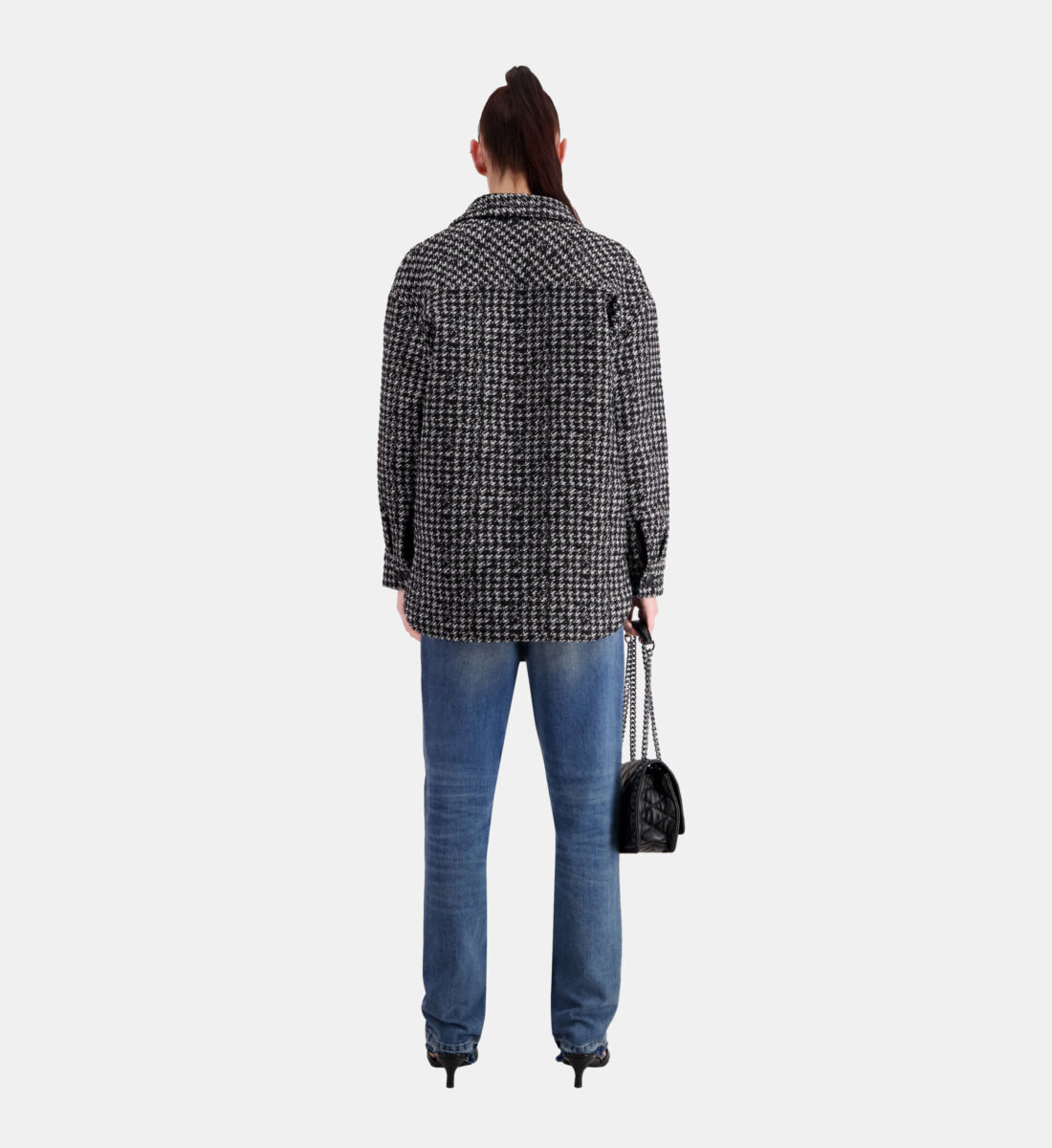 Black tweed overshirt jacket The Kooples UK