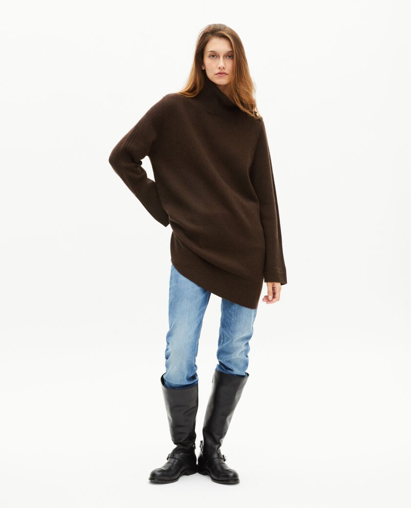 The Kooples FEMME BROWN robe courte en laine marron