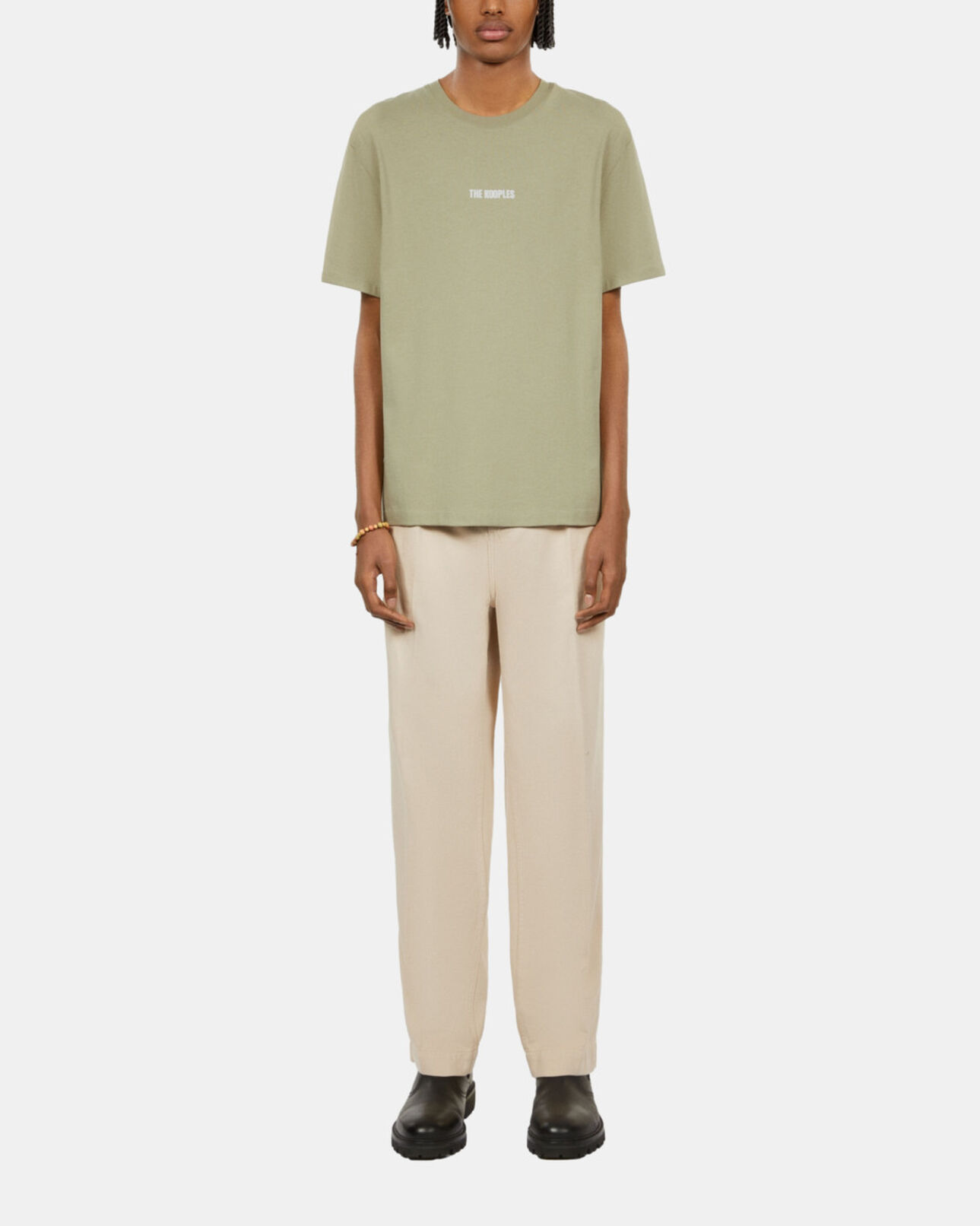 The Kooples MEN KAKI GREY light green t-shirt with logo serigraphy