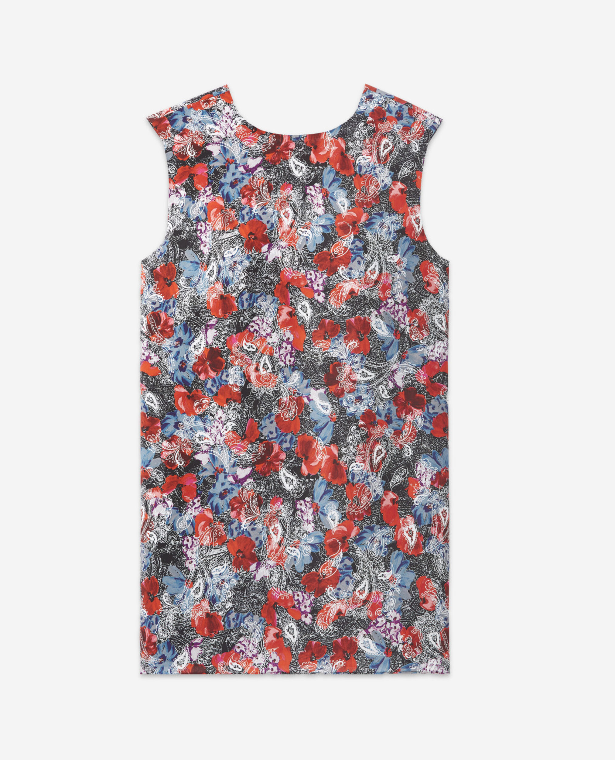 Silk floral print short dress, RED, hi-res image number null