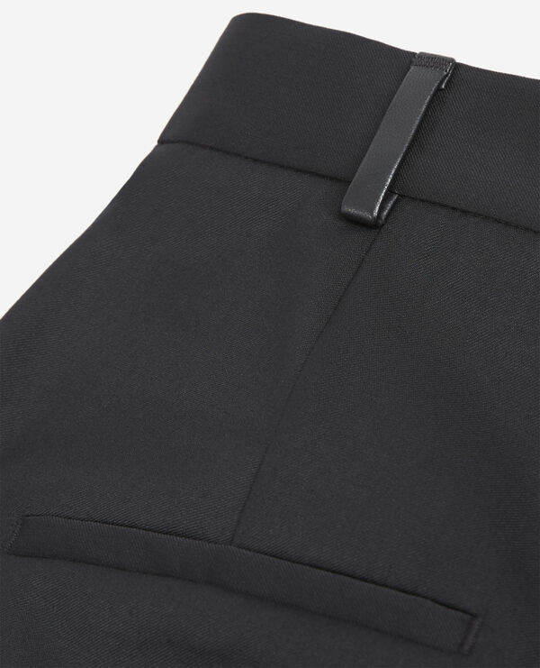 roomy high-waisted black wool shorts